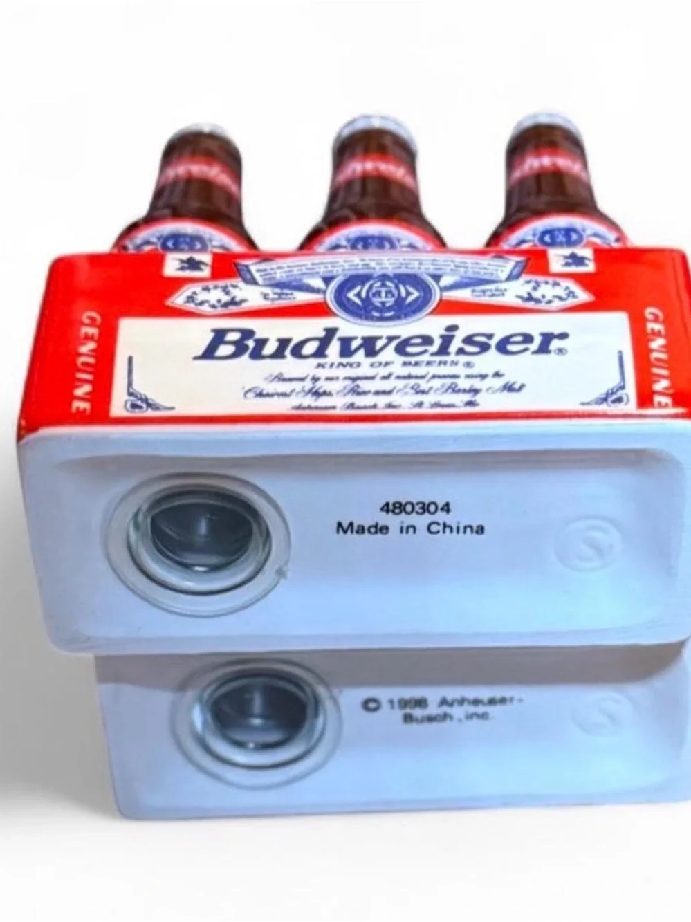 VTG 1998 Enesco Budweiser 6-Pack Salt and Pepper Shaker Set CIB